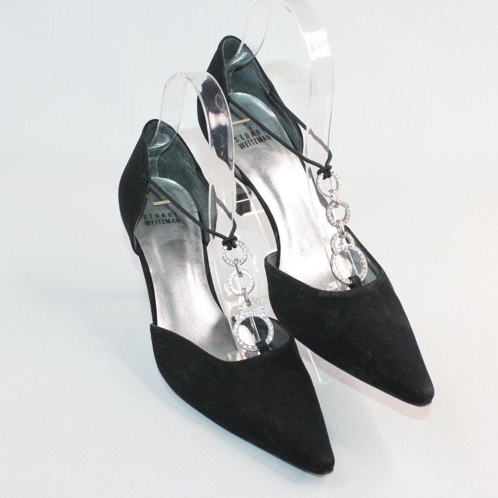 Stuart Weitzman Black Pointed Toe D'Orsay High Heels #123 - Picture 2 of 13